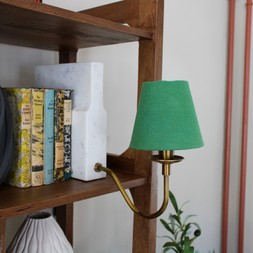 Marble bookshelf lamp with green shade