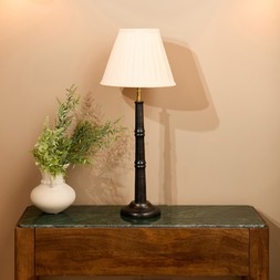 Small Black Table Lamp Neutral Pleated Lampshade