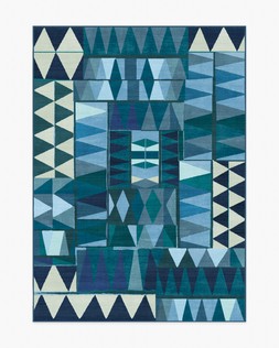 Ruggable - Jungalow Collection - Cadra Blue Teal - 150 x 215 cm - Flatwoven £349, Tufted £479 (Aerial)- EMBARGOED UNTIL 2ND JULY 2026