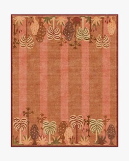 Ruggable - Jungalow Collection - Palmistry Pinstripe Warm Brown - 245 x 305 cm - Flatwoven £599, Tufted £849 (Aerial)- EMBARGOED UNTIL 2ND JULY 2026