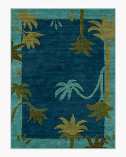 Ruggable - Jungalow Collection - Sabal Blue Teal - 275 x 365 cm - Flatwoven £799, Tufted £1,049 (Aerial)- EMBARGOED UNTIL 2ND JULY 2026