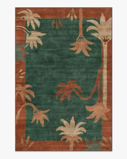 Ruggable - Jungalow Collection - Sabal Olive Amber - 185 x 275 cm - Flatwoven £429, Tufted £599 (Aerial)- EMBARGOED UNTIL 2ND JULY 2026
