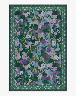Ruggable - Jungalow Collection - Vera Green Plum - 185 x 275 cm - Flatwoven £429, Tufted £599 (Aerial)- EMBARGOED UNTIL 2ND JULY 2026