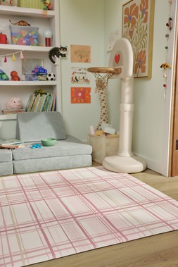 Ruggable Play Mat Storytime Plaid Rose Pink £199 Kids Room- under embargo until July 30th