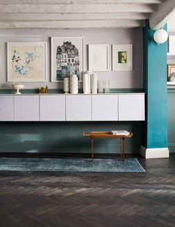 Sudaria Solid Teal Blue Runner Rug