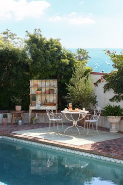Outdoor Sambuco Stripe Celadon Rug