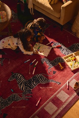 Zebras Red Rug