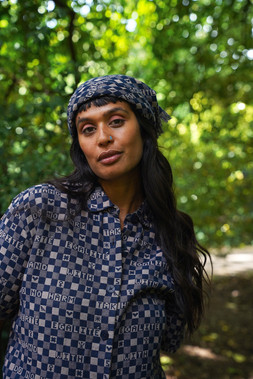 Organic Cotton Scarf in Midnight & Putty
