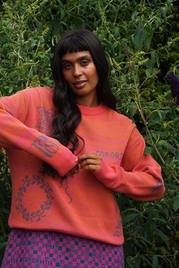 Cross Stitch Jumper in Fruit Salad & Teal