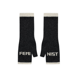 Feminist Fingerless Mittens in Anthracite & Pearl £42