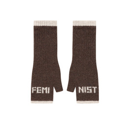 Feminist Fingerless Mittens in Coco & Linen £42