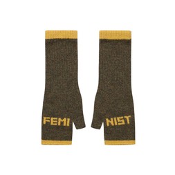 Feminist Fingerless Mittens in Kelp & Gorse £42
