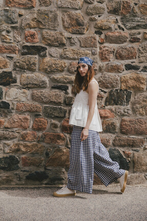Zuri Cotton Poplin Top £99 x Layne Linen Trousers £129 x Cotton Neckerchief £45