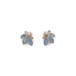 BLUE OPAL LEAF AND PEARL STUD EARRINGS £26 BY LOVETT & CO
