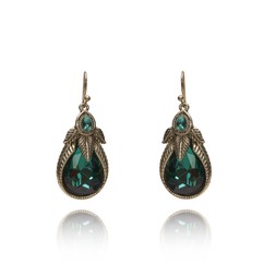 EMERALD ART NOUVEAU PALM DROP EARRINGS £30 BY LOVETT & CO