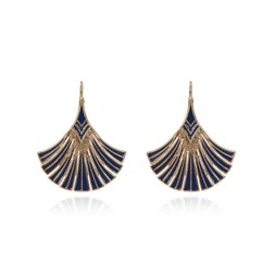 NAVY PALM FAN DECO DROP EARRINGS £32 BY LOVETT & CO