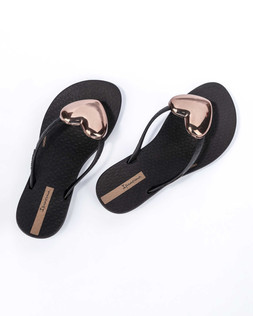 Maxi Heart Kids Flip Flops Black