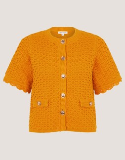 Sarna Textured Knit Cardigan Yellow