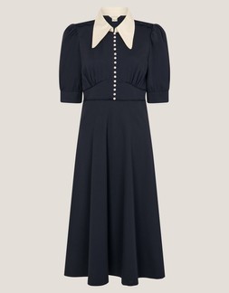 Clay Collar Jersey Midi Dress Blue