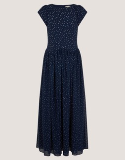 Caitie Polka Dot Maxi Dress Blue