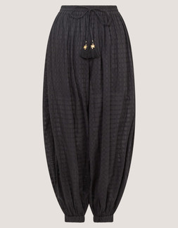 Nora Textured Cotton Balloon Trousers Black