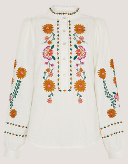 Emmy Embroidered Long Sleeve Top White