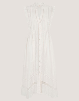 Lacy Sleeveless Handkerchief Midi Dress Ivory