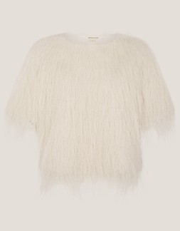 Tori Short Sleeve Fringe Top Ivory