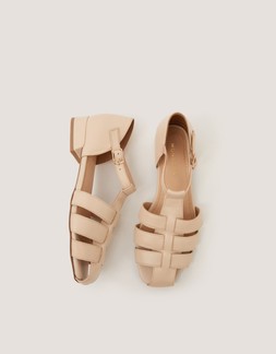 Bobbi Fisherman Leather Sandals Ivory