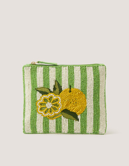 Lemon Beaded Pouch