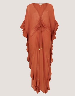 CALLIE DOT EMB VNK KAFTAN RUFFLE EDGE