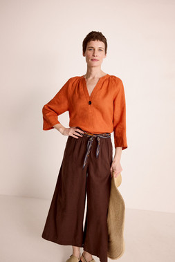 Gianna Linen Top Orange