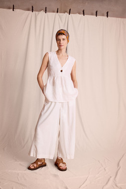 Posey Sleeveless Linen Top White