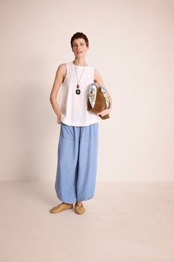 Sammy Swing Linen Blend Tank Top White