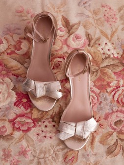 Emer Bow Metallic Heels Gold