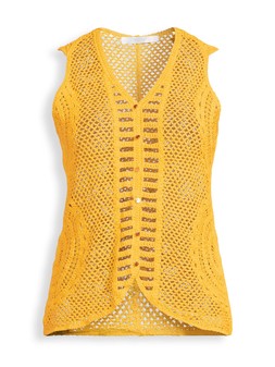 Michelle Keegan Crochet Knit Longline Waistcoat - Yellow - £35