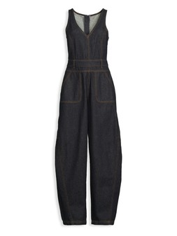 Michelle Keegan Denim Barrel Leg Jumpsuit - Dark Wash - £55