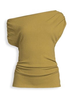 Michelle Keegan Ribbed Asymmetric Top - Olive - £25