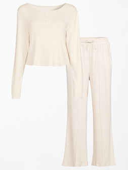The Very Collection Soft Touch Slouchy Button Long Sleeve Top And Wide Leg Loungewear Set £28