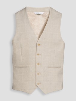 WOK4A The Very Collection Checked Waistcoat - Stone £35