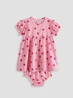 WRLG9 The Very Collection Baby Girl Floral Print Stripe Dress Set from £12