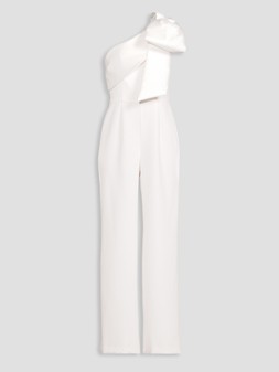 WS80M The Very Collection Bow Detail One Shoulder Jumpsuit White £60