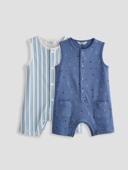 WS91M The Very Collection Baby Boy Printed Harbour Jersey Playsuit 2 Pack from £16