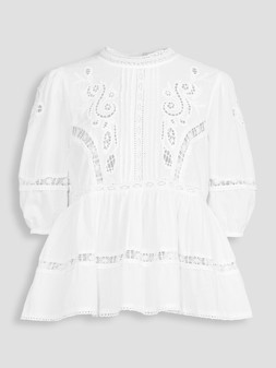 WSL01 The Very Collection Broderie Lace Detail Puff Sleeve Co-Ord Blouse £35