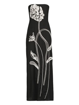 WU4PA The Very Collection Black Floral Strapless Dress £32