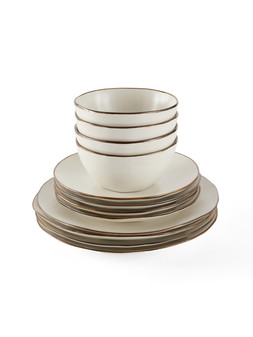 WZWLV Very x Michelle Keegan 12 Piece Dinner Set - Speckle Cream Glaze with Brown Reactive Rim £65
