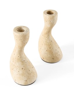 X04O9 Very x Michelle Keegan Home Set of 2 Abstract Concrete Candle Holder £28