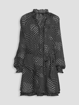 X1V49 The Very Collection Lace Insert Gerogette Tie Wiast Fit and Flare Mini Dress £45