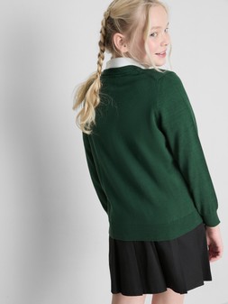 PRIMARK 2PK KNIT SCHOOL JUMPER, GREEN, £8 (3)