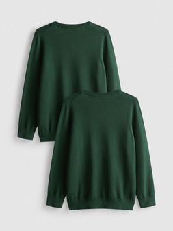 PRIMARK 2PK KNIT SCHOOL JUMPER, GREEN, £8 (5)